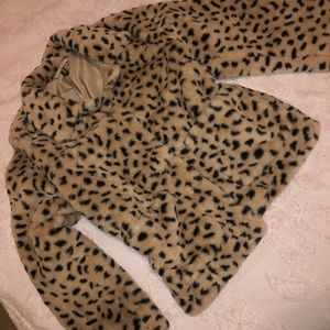 Dalmatian print faux fur jacket